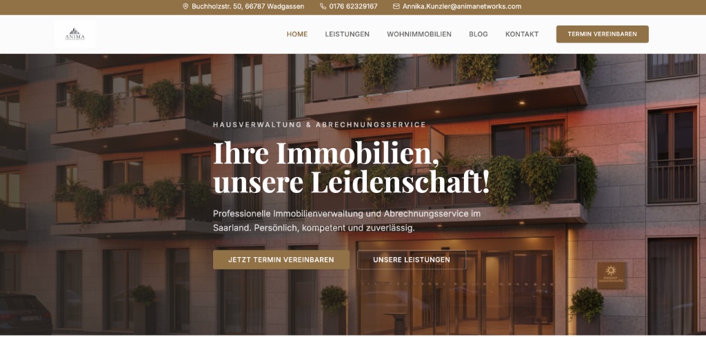 Website-Projekt für AniMa Networks Hausverwaltung